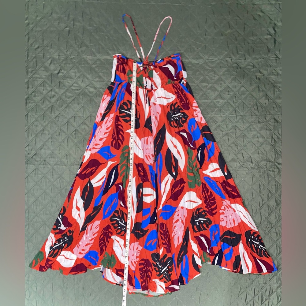 RACHEL PALLY Red Leaf Print Reversible Halter Maternity Dress, Size XS, LIKE NEW - Picture 10 of 13
